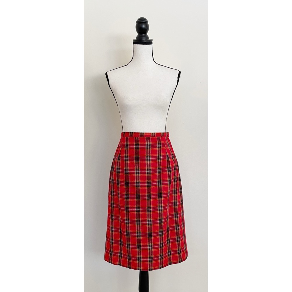 Vintage 70s Plaid Pencil Skirt - Picture 2 of 7
